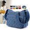 Borsa a tracolla in nylon blu con multiple tasche con cerniera