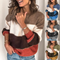 Women's Multicolored Striped Knit Sweater with Long Sleeves