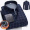 Chemise à carreaux bleue pour homme, doublée en polaire chaude