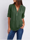 Camicia a maniche corte con cerniera e scollo a V - Top ampi