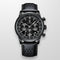 Orologio cronografo nero con cinturino in pelle traforata