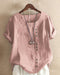 Blusa in lino rosa con bottoni decorativi da donna