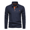 Polo a maniche lunghe blu navy con logo ricamato