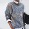 Blue and beige paisley patterned sweater for women