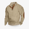 Pull en maille torsadée beige avec coudières en cuir
