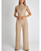 Combinaison Femme Beige Sans Manches Élégante