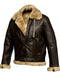 Blouson en cuir marron avec doublure en fourrure pour homme
