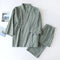 Kimono de Nuit en Coton Vert pour Homme