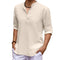 Camicia in lino beige a maniche lunghe da uomo