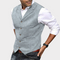 Gilet homme gris en laine à boutons, style décontracté