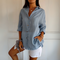 Camicia in lino azzurro chiaro da donna a maniche lunghe