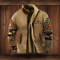 Veste en laine beige avec motifs ethniques et doublure polaire