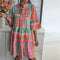 Robe Bohème Femme Vícebarevné s Geometrickými Vzory