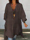 Blouse Femme Longue Marron à Manches Longues Casual