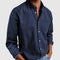 Chemise homme bleu marine à manches longues et col boutonné