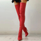 Bottes hautes rouges en cuir synthétique pour femme