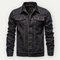 Black denim jacket for men with metal buttons