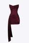 Robe bustier drapée bordeaux pour femme