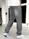 Pantalon en jean gris pour homme, coupe décontractée