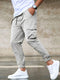 Pantalon cargo homme gris clair avec poches latérales