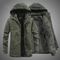 Veste à capuche doublée en fourrure pour homme, vert kaki