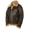 Veste en cuir marron avec col en fourrure pour homme