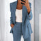 Blazer Femme Bleu avec Pantalon, Tenue de Bureau Élégante