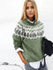 Jersey de lana verde con motivo jacquard para mujer