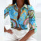 Camicia stampata multicolore a maniche lunghe da donna