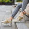 Golden women's sports shoes with platform sole