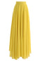 Jupe longue jaune en mousseline pour femme