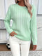Mint green cable knit sweater for women