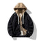 Veste à capuche bicolore en velours côtelé pour homme