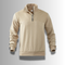 Pull en maille torsadée beige à col zippé pour homme