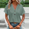Blusa Donna Verde a Maniche Corte con Bottoni Decorativi