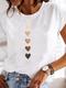 T-shirt blanc femme avec motif cœurs dégradés