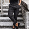 Pantalon à carreaux pour homme, coupe ajustée, noir/gris