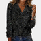 Blouse à paillettes noires pour femme, manches longues