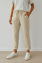Pantalon décontracté beige en lin pour femme