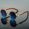 Lunettes de soleil rondes dorées avec branches en bois