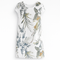 Robe en lin imprimé floral blanc et vert pour femme