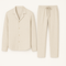 Pyjama en lin beige pour homme, ensemble chemise et pantalon