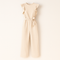 Combinaison Femme Beige Sans Manches avec Ceinture Volants