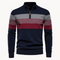 Multicolored striped zip-up collar sweater for men