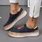 Chaussures compensées en cuir bleu avec motif rayé multicolore