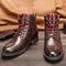 Bottes en cuir marron pour homme avec fermeture éclair et lacets