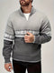 Maglione grigio con collo a zip e motivo jacquard da uomo