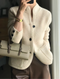 Veste en laine beige à boutons pour femme