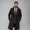 Manteau Homme Noir Double Boutonnage Élégant Hiver