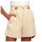Short en lin beige con bottoni per donna